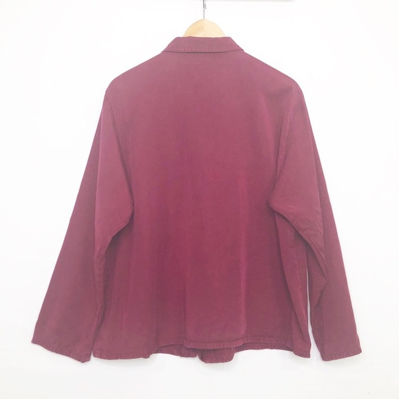 Bryn Walker large Burgundy, button-down shirt - Picture 2 of 10